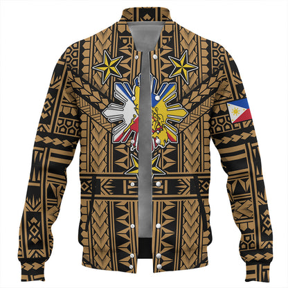 Philippines Baseball Jacket - Filipino Sun And Stars Tribal Tattoo Patterns Style
