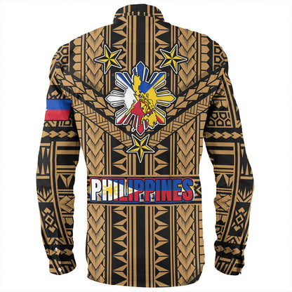 Philippines Long Sleeve Shirt - Filipino Sun And Stars Tribal Tattoo Patterns Style