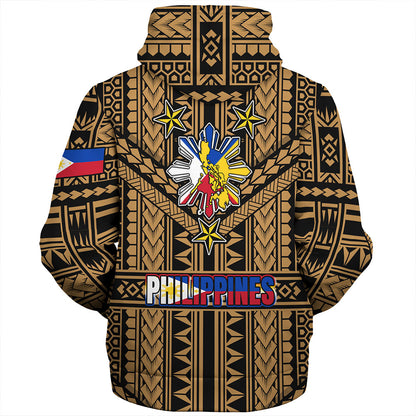 Philippines Sherpa Hoodie - Filipino Sun And Stars Tribal Tattoo Patterns Style