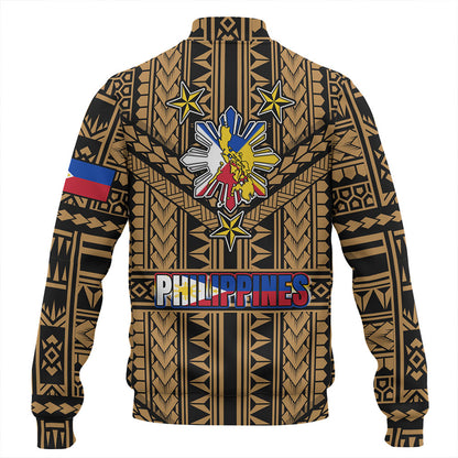 Philippines Baseball Jacket - Filipino Sun And Stars Tribal Tattoo Patterns Style