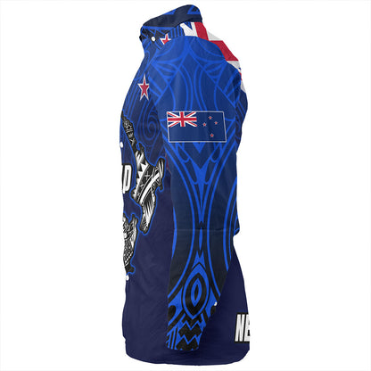 New Zealand Long Sleeve Shirt - New Zealand Map Maori Face Patterns