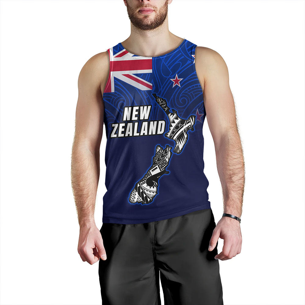 New Zealand Tank Top - New Zealand Map Maori Face Patterns