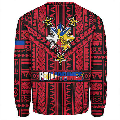 Philippines Sweatshirt - Filipino Sun And Stars Tribal Tattoo Patterns Style