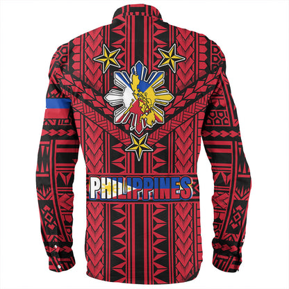 Philippines Long Sleeve Shirt - Filipino Sun And Stars Tribal Tattoo Patterns Style