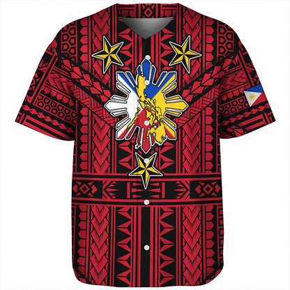 Philippines Baseball Shirt - Filipino Sun And Stars Tribal Tattoo Patterns Style