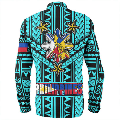 Philippines Long Sleeve Shirt - Filipino Sun And Stars Tribal Tattoo Patterns Style
