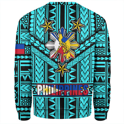 Philippines Sweatshirt - Filipino Sun And Stars Tribal Tattoo Patterns Style