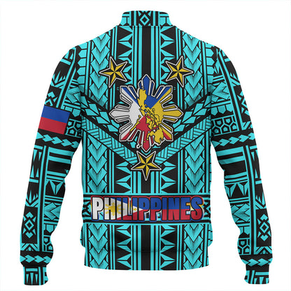 Philippines Baseball Jacket - Filipino Sun And Stars Tribal Tattoo Patterns Style