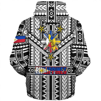 Philippines Sherpa Hoodie - Filipino Sun And Stars Tribal Tattoo Patterns Style