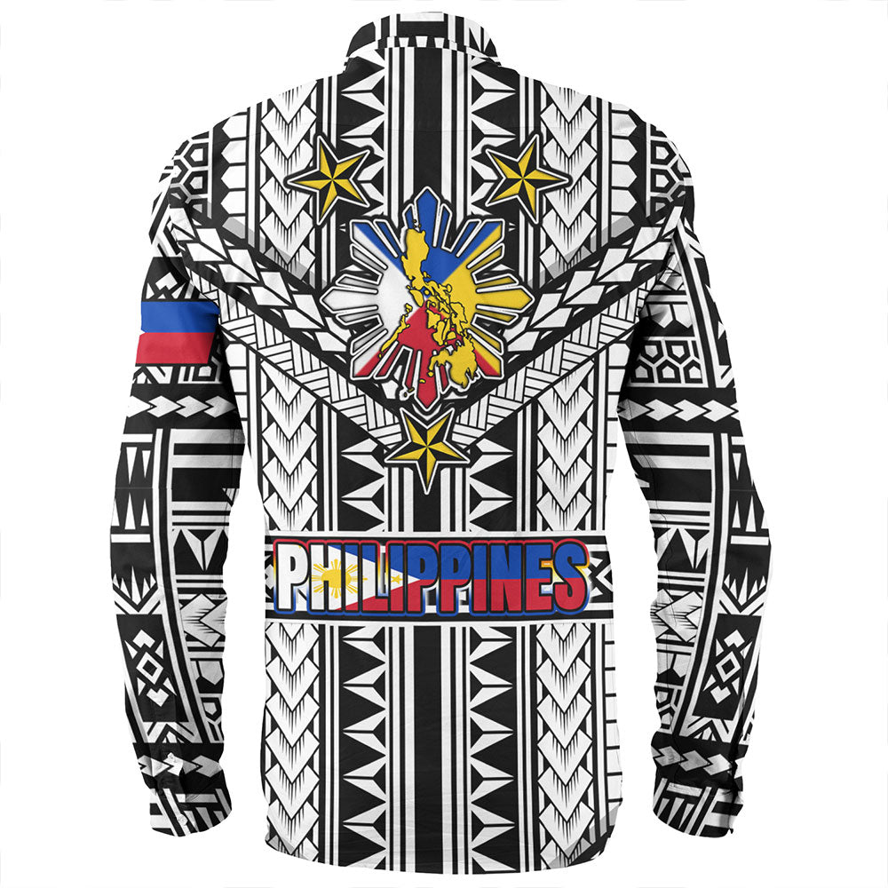 Philippines Long Sleeve Shirt - Filipino Sun And Stars Tribal Tattoo Patterns Style