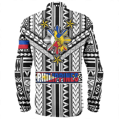 Philippines Long Sleeve Shirt - Filipino Sun And Stars Tribal Tattoo Patterns Style
