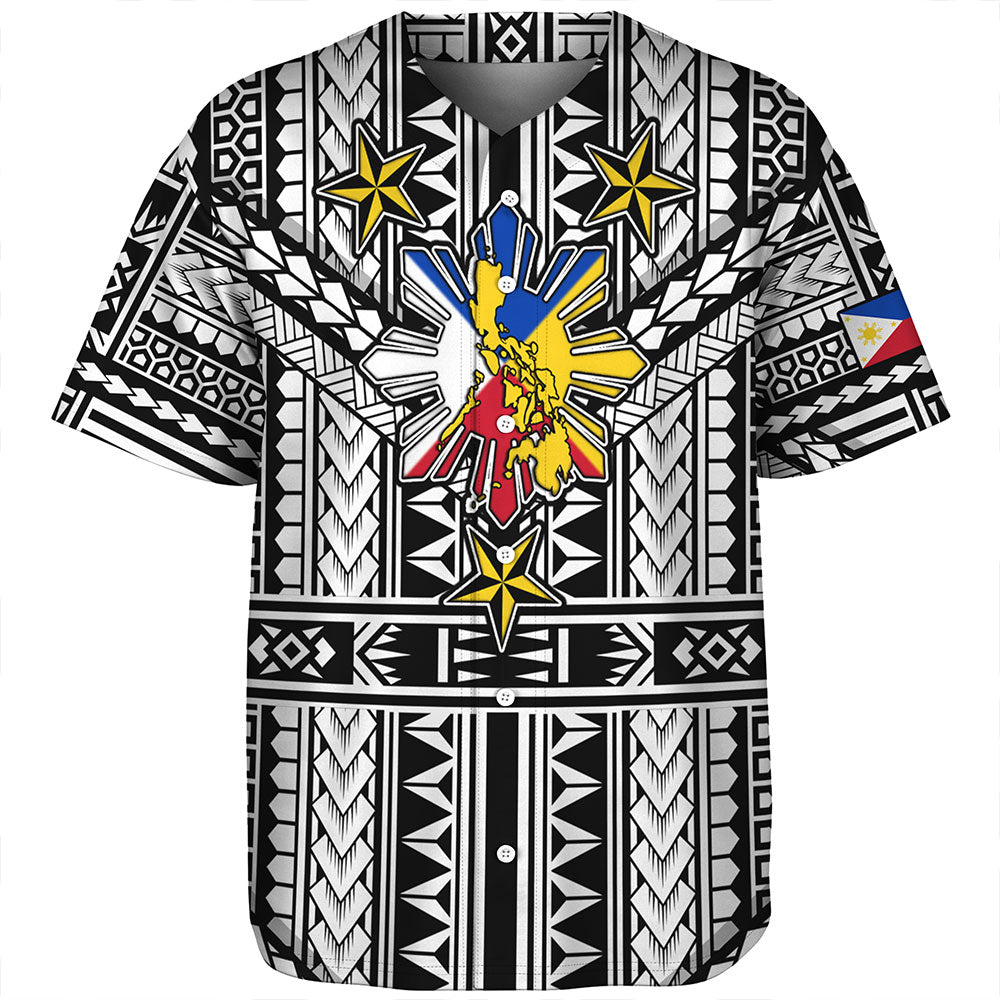Philippines Baseball Shirt - Filipino Sun And Stars Tribal Tattoo Patterns Style