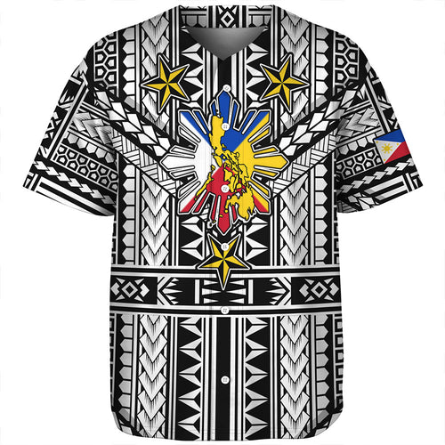 Philippines Baseball Shirt - Filipino Sun And Stars Tribal Tattoo Patterns Style