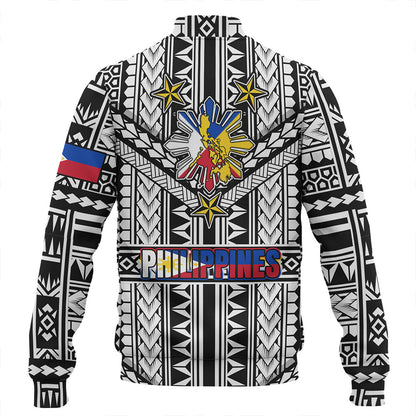 Philippines Baseball Jacket - Filipino Sun And Stars Tribal Tattoo Patterns Style