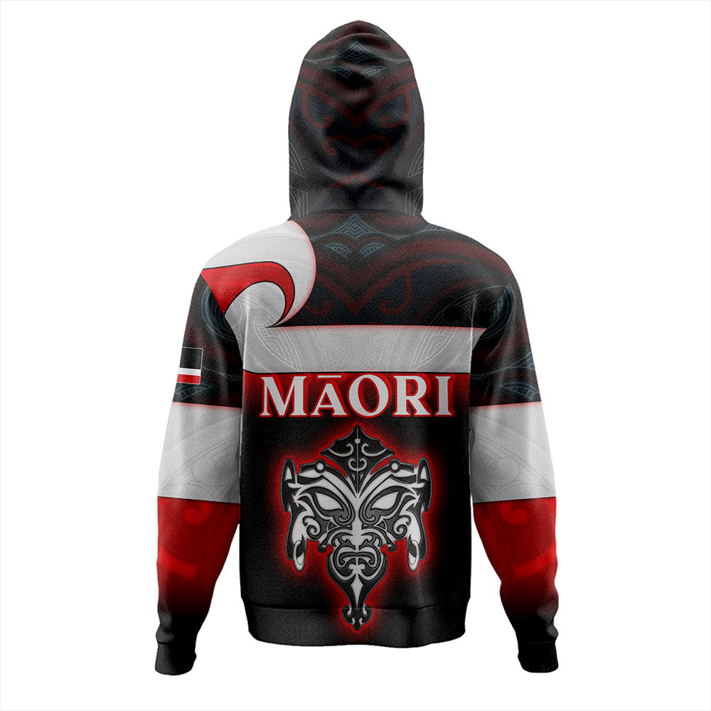 New Zealand Hoodie - Maori Face And Flag Patterns
