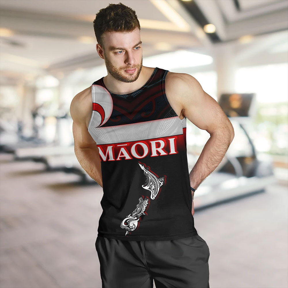 New Zealand Tank Top - Maori Face And Flag Patterns