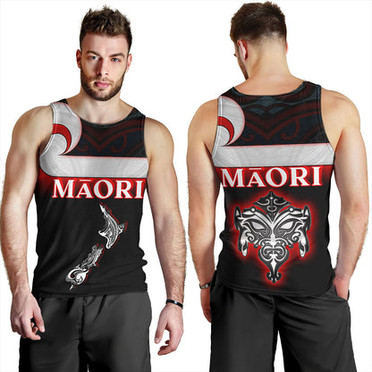 New Zealand Tank Top - Maori Face And Flag Patterns