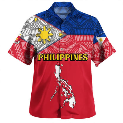 Philippines Hawaiian Shirt - Philippines Map And Flag Color Style