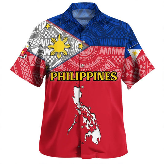 Philippines Hawaiian Shirt - Philippines Map And Flag Color Style
