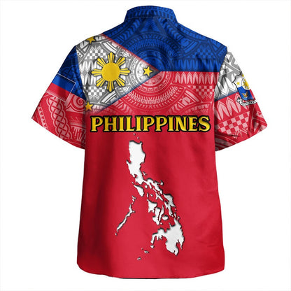 Philippines Hawaiian Shirt - Philippines Map And Flag Color Style
