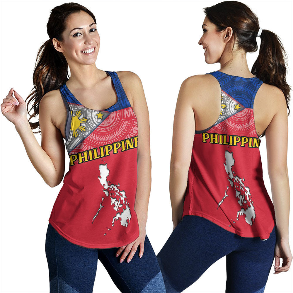 Philippines Women Tank - Philippines Map And Flag Color Style