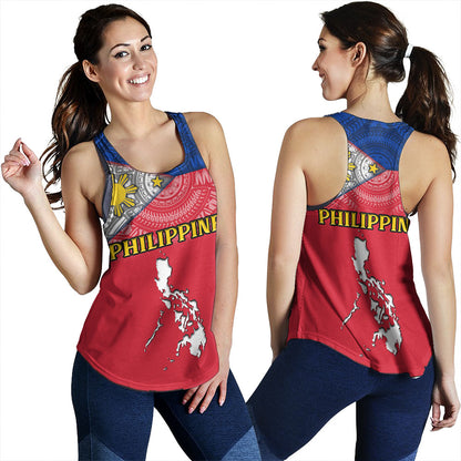 Philippines Women Tank - Philippines Map And Flag Color Style