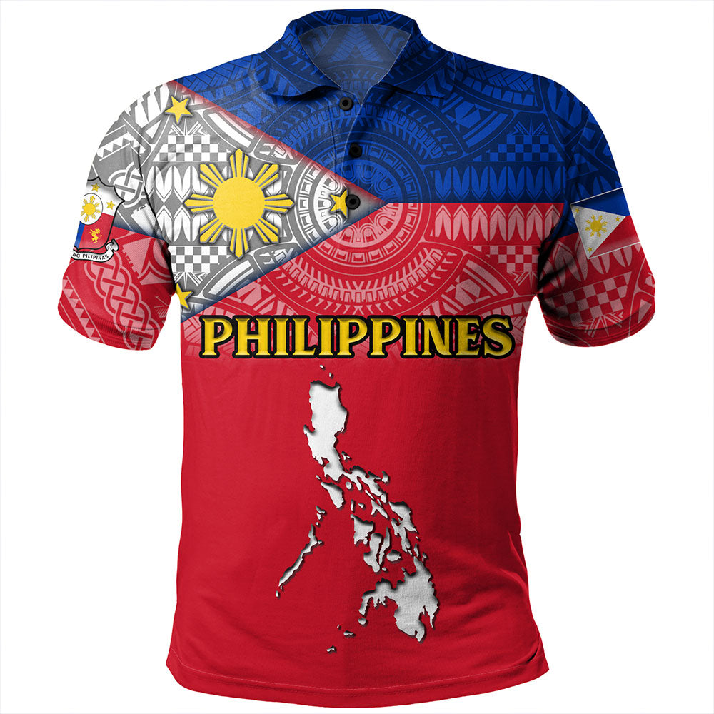 Philippines Polo Shirt - Philippines Map And Flag Color Style