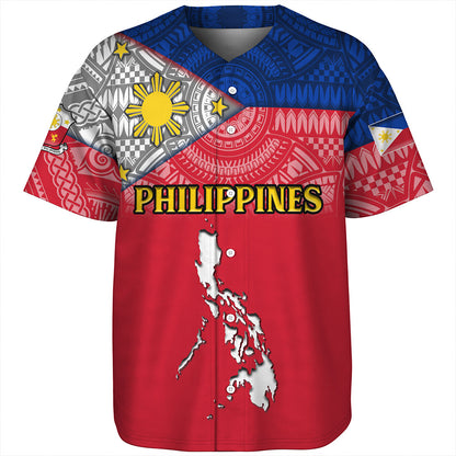 Philippines Baseball Shirt - Philippines Map And Flag Color Style