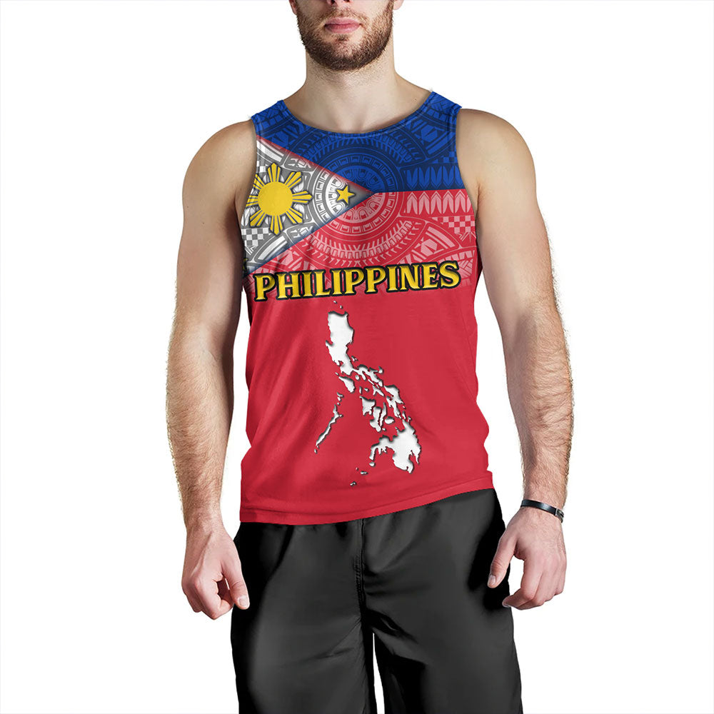 Philippines Tank Top - Philippines Map And Flag Color Style