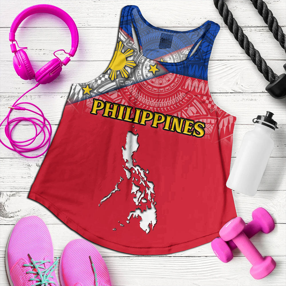 Philippines Women Tank - Philippines Map And Flag Color Style