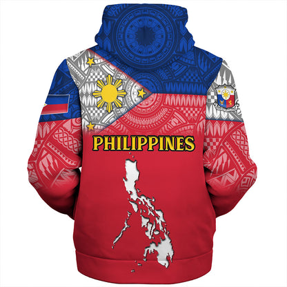 Philippines Sherpa Hoodie - Philippines Map And Flag Color Style