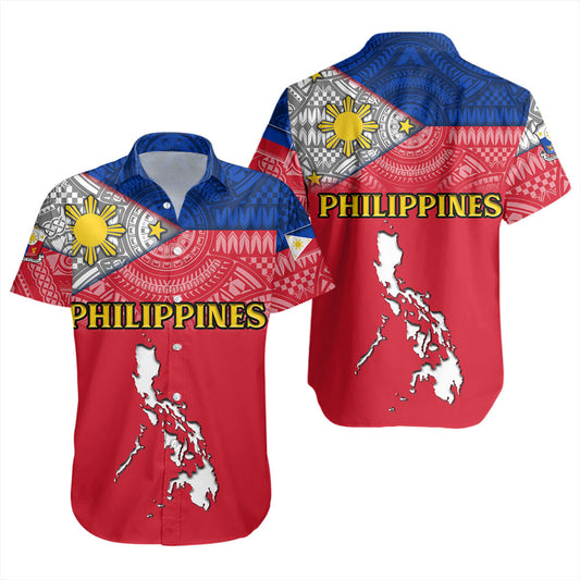 Philippines Short Sleeve Shirt - Philippines Map And Flag Color Style