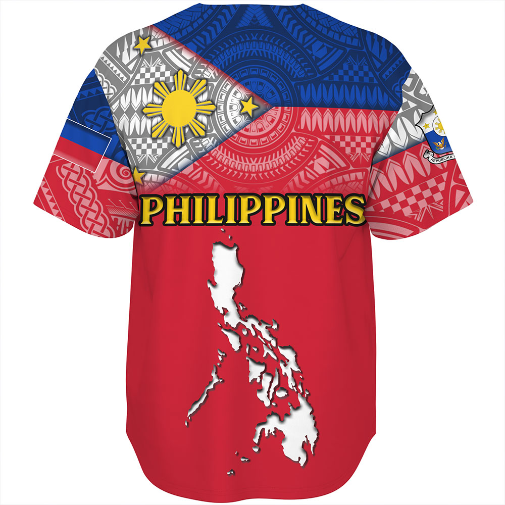Philippines Baseball Shirt - Philippines Map And Flag Color Style