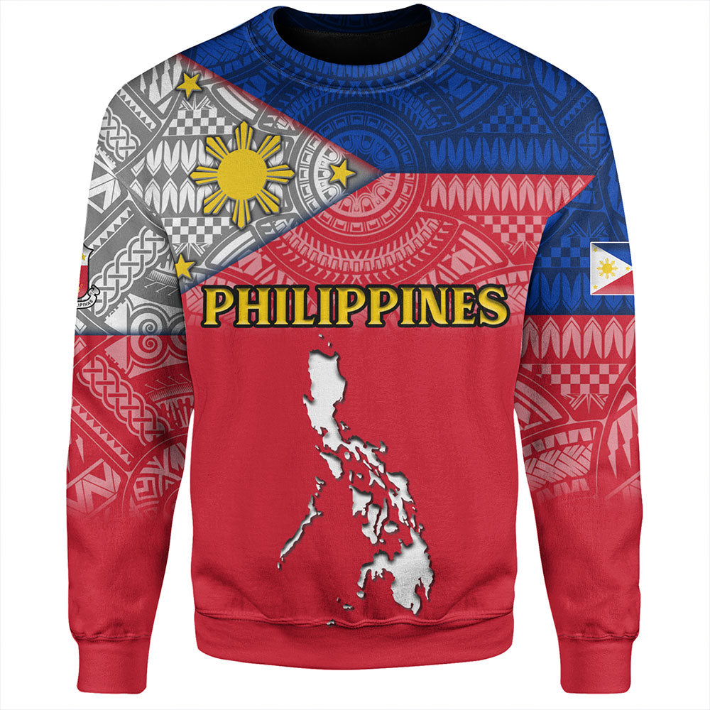 Philippines Sweatshirt - Philippines Map And Flag Color Style