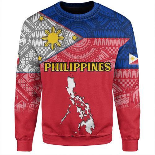 Philippines Sweatshirt - Philippines Map And Flag Color Style