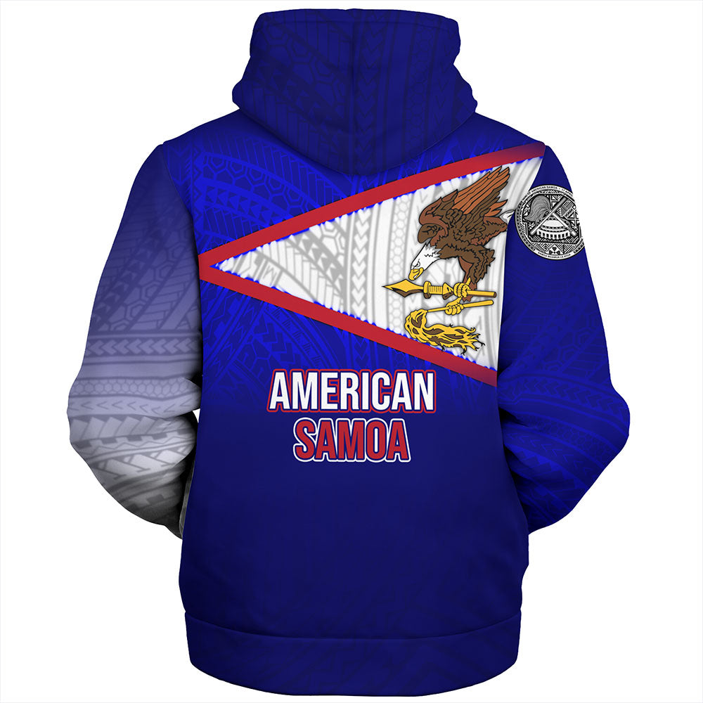 American Samoa Sherpa Hoodie - American Samoa Flag Color With Traditional Patterns