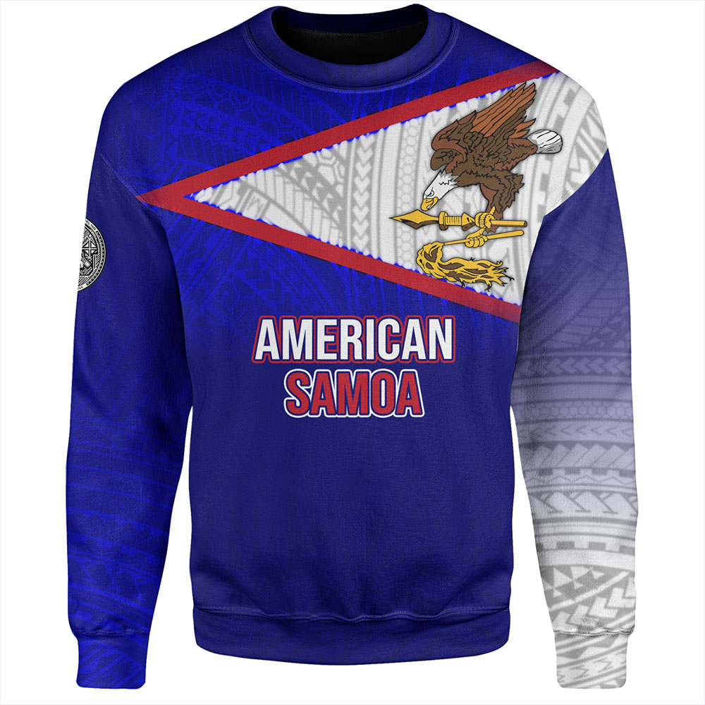American Samoa Sweatshirt - American Samoa Flag Color With Traditional Patterns