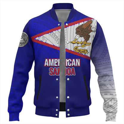 American Samoa Baseball Jacket - American Samoa Flag Color With Traditional Patterns