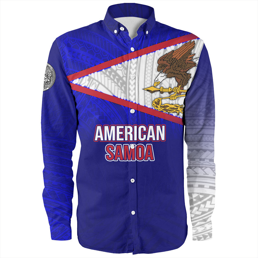American Samoa Long Sleeve Shirt - American Samoa Flag Color With Traditional Patterns