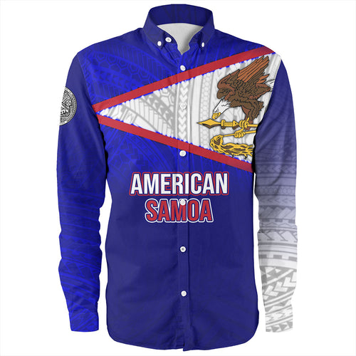 American Samoa Long Sleeve Shirt - American Samoa Flag Color With Traditional Patterns