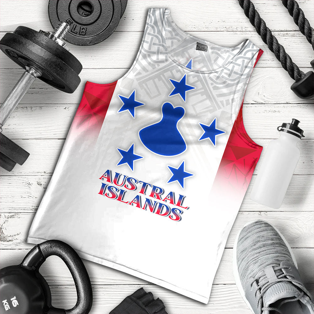 Austral Islands Tank Top Flag Color With Traditional Patterns