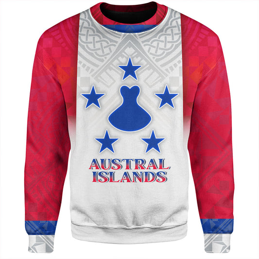 Austral Islands Sweatshirt Flag Color With Traditional Patterns