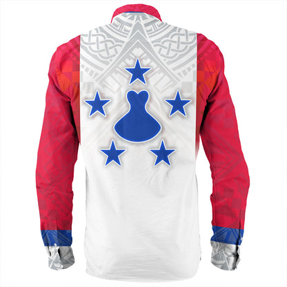 Austral Islands Long Sleeve Shirt Flag Color With Traditional Patterns