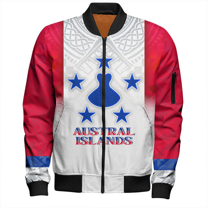 Austral Islands Bomber Jacket Flag Color With Traditional Patterns