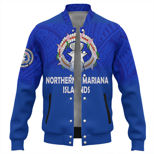 Northern Mariana Islands Baseball Jacket - Flag Color With Traditional Patterns
