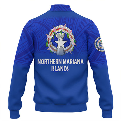 Northern Mariana Islands Baseball Jacket - Flag Color With Traditional Patterns