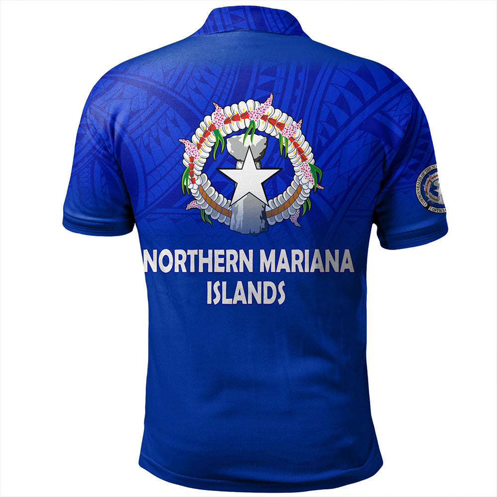 Northern Mariana Islands Polo Shirt - Flag Color With Traditional Patterns