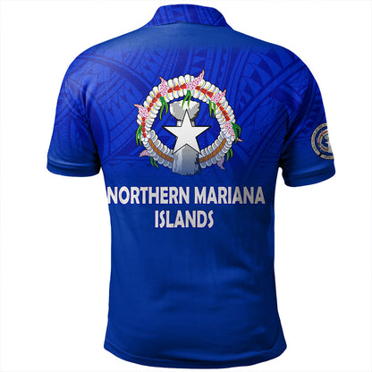 Northern Mariana Islands Polo Shirt - Flag Color With Traditional Patterns