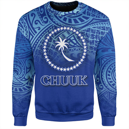 Chuuk State Sweatshirt Flag Color With Traditional Patterns