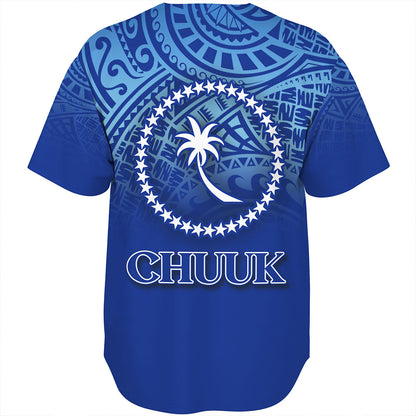 Chuuk State Baseball Shirt Flag Color With Traditional Patterns